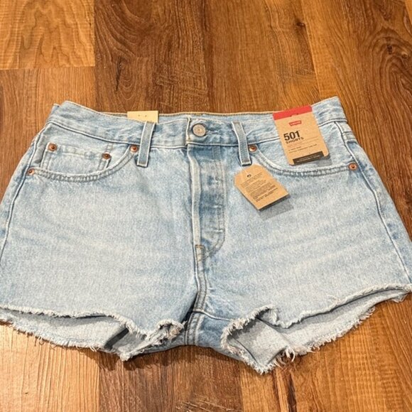 Levi's 501 Women’s Faded Denim High Rise Cut Off Shorts (Size: 28) NWT - Picture 4 of 13